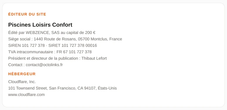 Coordonnées légales de l&rsquo;éditeur et de l&rsquo;hébergeur du site