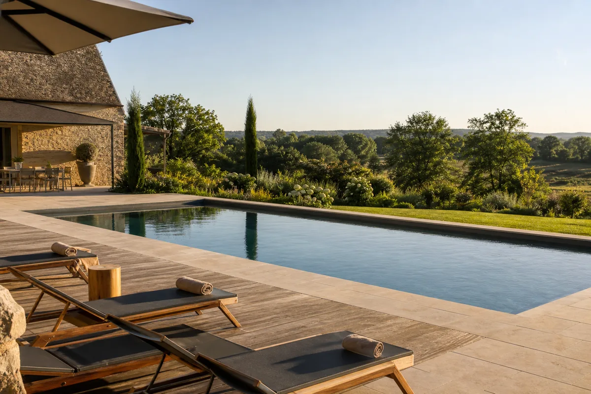Terrasse de piscine : bois, composite, pierre et margelles